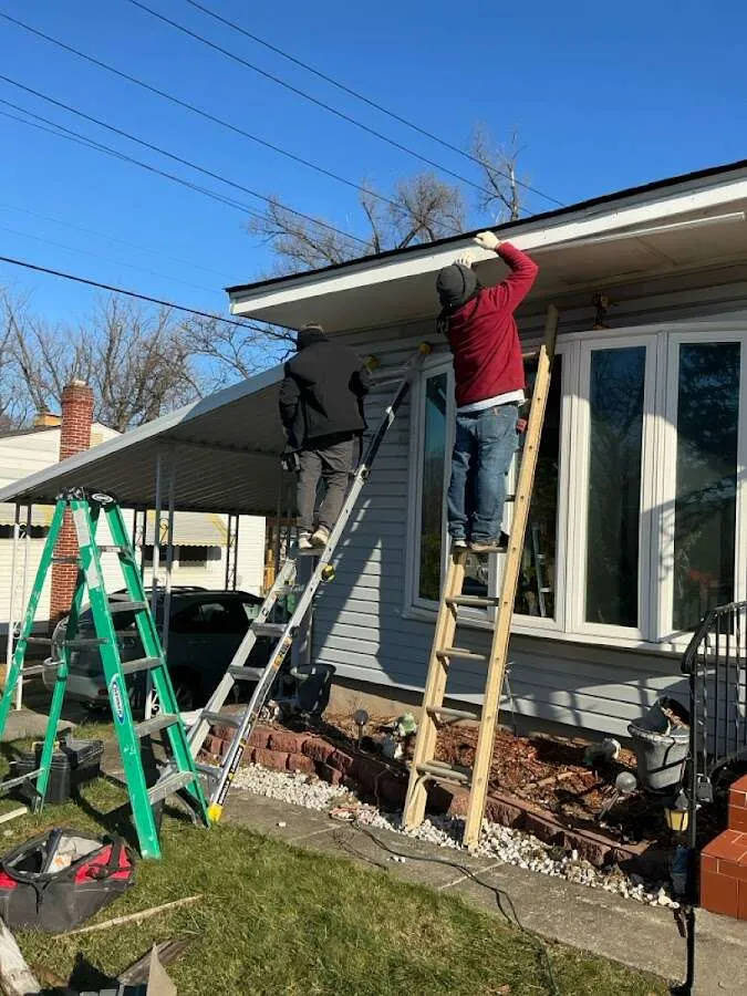 Restoration crew performing exterior repair in Thornbury